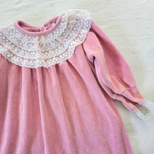 Load image into Gallery viewer, Vintage Velour Lacey Bodysuit 24 months
