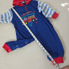 Load image into Gallery viewer, Vintage Firetruck Hooded Bodysuit 24 months
