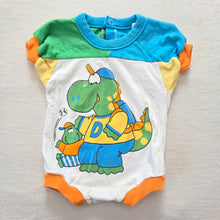 Load image into Gallery viewer, Vintage 90s Buster Brown Colorblock Dinosaur Romper 6-9m
