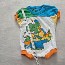 Load image into Gallery viewer, Vintage 90s Buster Brown Colorblock Dinosaur Romper 6-9m
