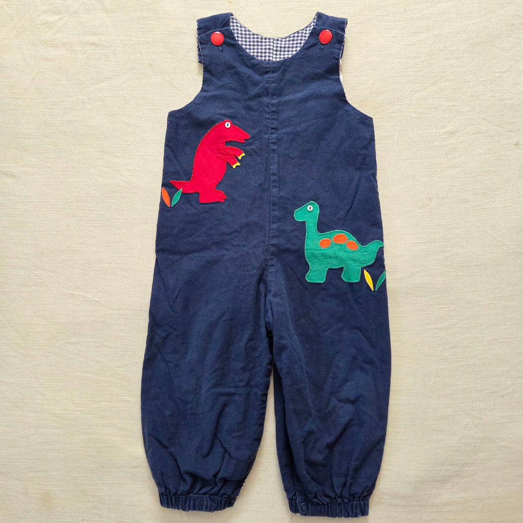 Vintage 90s Mulberry Street Romper Navy Dinosaur Reversible 2t