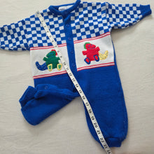 Load image into Gallery viewer, Vintage 90s Checkerboard Blue Dinosaur Bodysuit 6-9m

