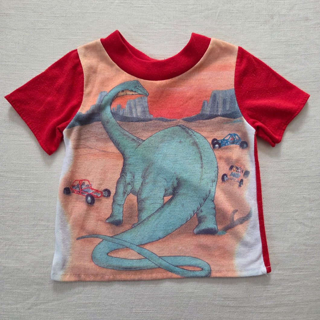 Vintage 80s Red Dinosaur Graphic PJ Shirt 2t