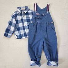 Load image into Gallery viewer, Vintage Matching Overalls + Shirt 24 months
