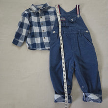 Load image into Gallery viewer, Vintage Matching Overalls + Shirt 24 months
