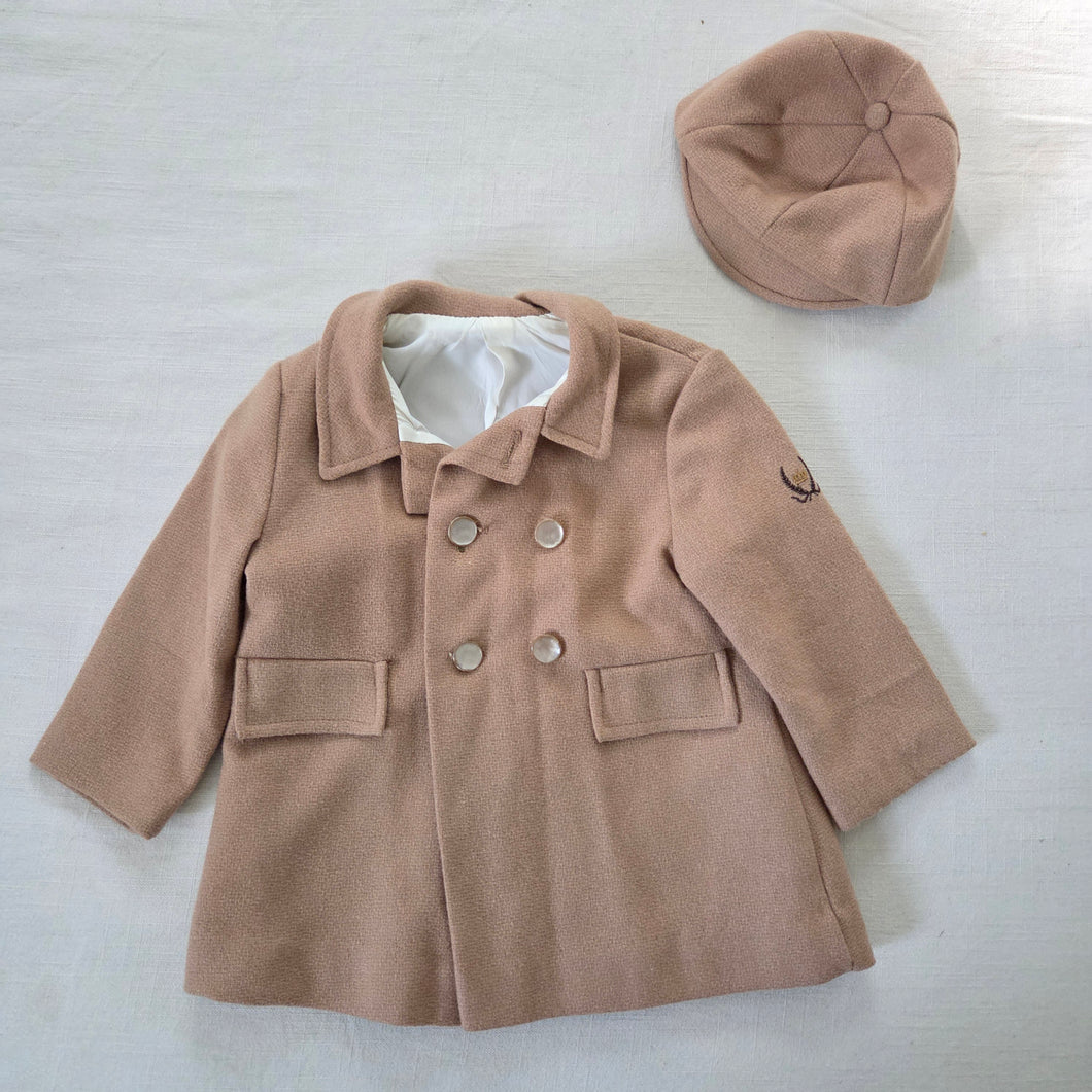 Vintage Light Brown Coat + Hat Set 12-18 months