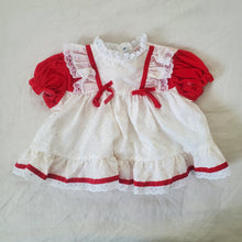 Load image into Gallery viewer, Vintage Eyelet Lace Red/White Shirt/Dress 6-9 months
