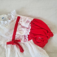 Load image into Gallery viewer, Vintage Eyelet Lace Red/White Shirt/Dress 6-9 months
