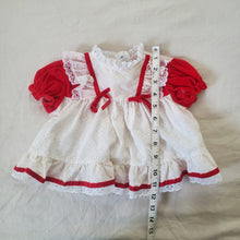 Load image into Gallery viewer, Vintage Eyelet Lace Red/White Shirt/Dress 6-9 months
