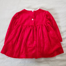 Load image into Gallery viewer, Vintage Red Velour Long Sleeve Dress 12 months

