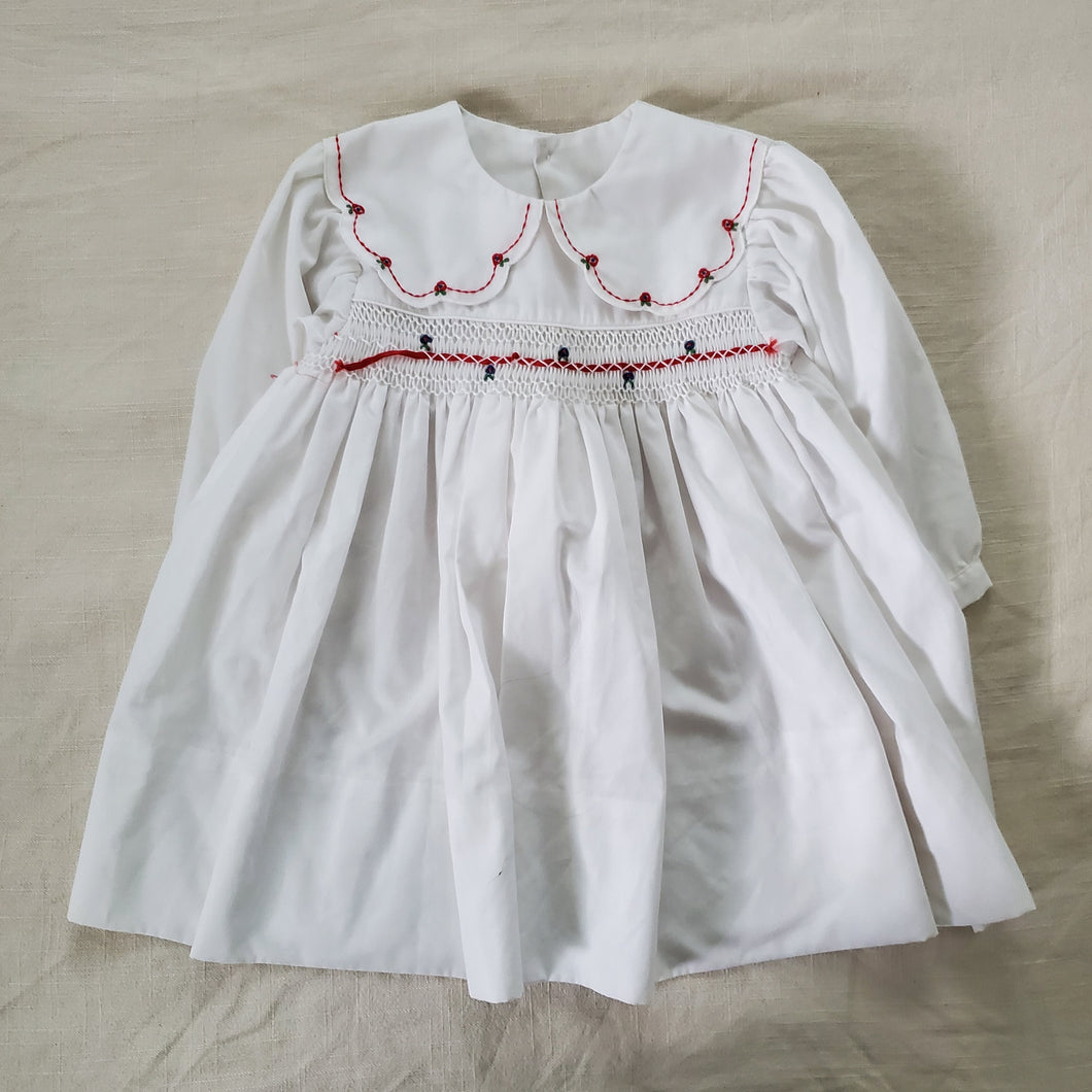 Vintage Petit Ami Smocked Christmas Dress 18 months *flaw