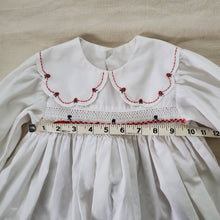 Load image into Gallery viewer, Vintage Petit Ami Smocked Christmas Dress 18 months *flaw
