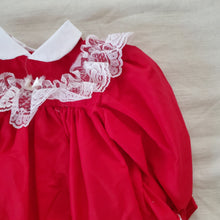 Load image into Gallery viewer, Vintage Sunday Best Red Frilly Christmas Dress 12 months
