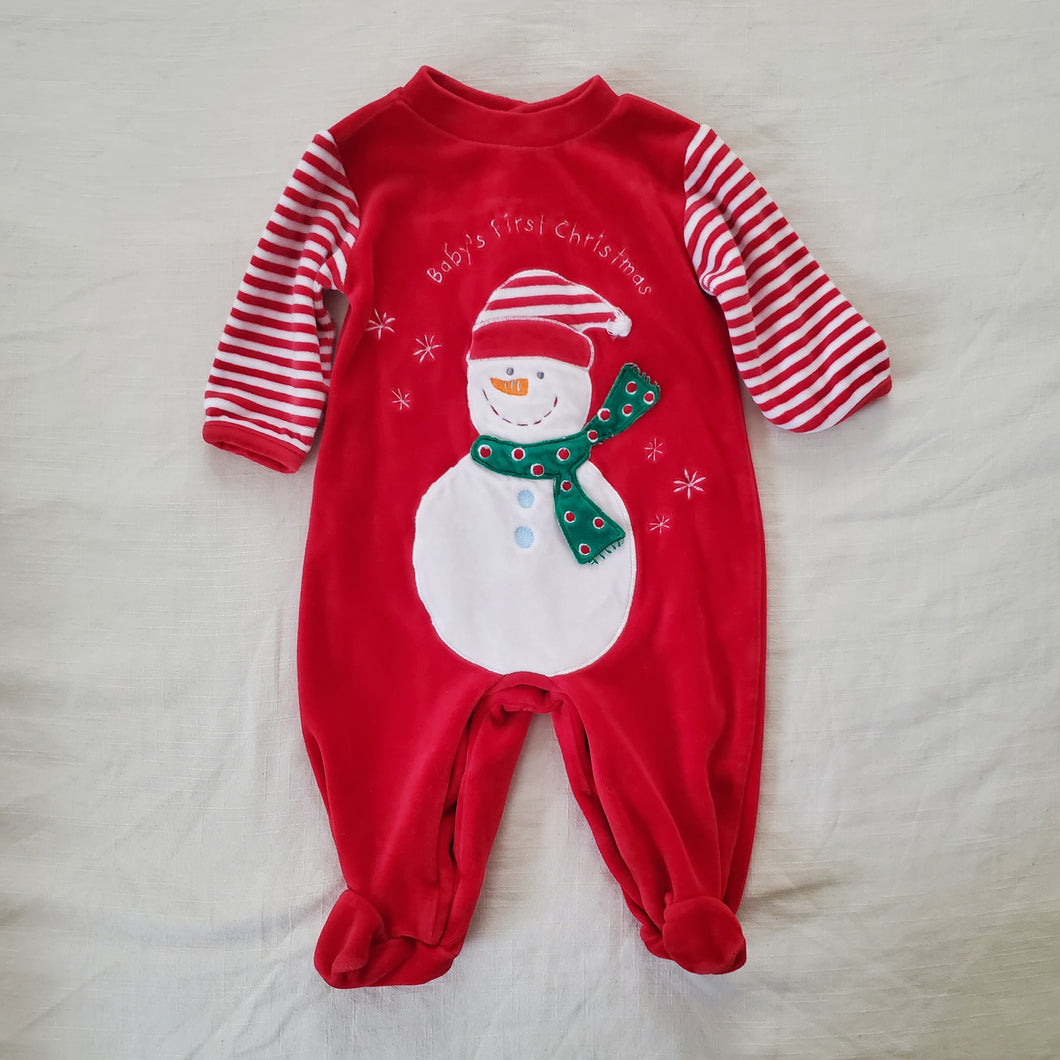 Vintage Y2K Christmas Snowman Romper 3/6m
