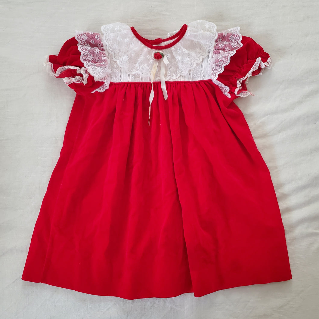 Vintage Bryan Bright Red Lace Dress 5t/6