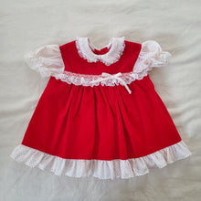 Load image into Gallery viewer, Vintage Red + White Dotted Dress 9-12 months
