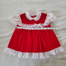 Load image into Gallery viewer, Vintage Red + White Dotted Dress 9-12 months
