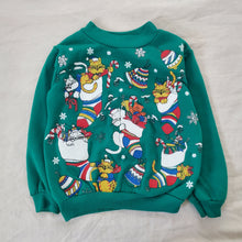Load image into Gallery viewer, Vintage Christmas Cats Green Sweater 4t
