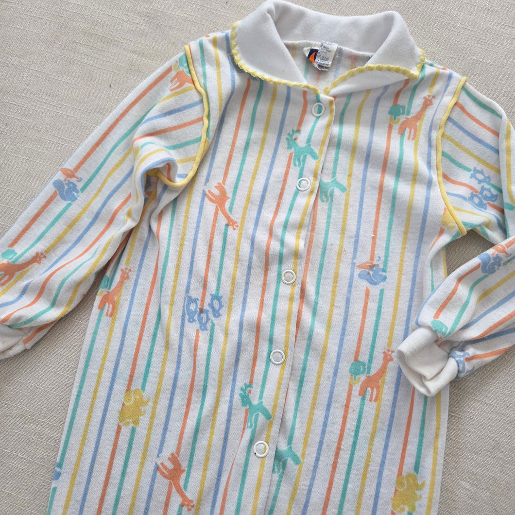 Vintage Safari Animals Striped PJs 9-12 months