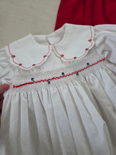 Load image into Gallery viewer, Vintage Petit Ami Smocked Christmas Dress 18 months *flaw
