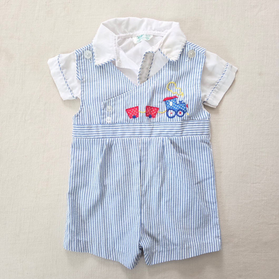 Vintage 2-Piece Train Romper + Shirt Set 12-18 months