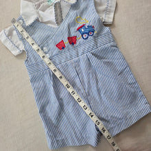 Load image into Gallery viewer, Vintage 2-Piece Train Romper + Shirt Set 12-18 months
