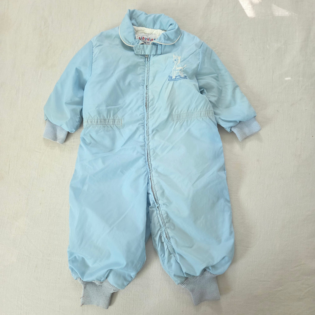 Vintage Rocking Horse Blue Snowsuit 18 months