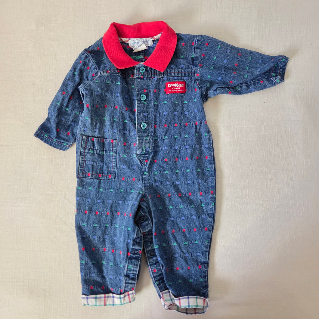 Vintage Oshkosh Shapes Denim Bodysuit 6-9 months