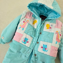 Load image into Gallery viewer, Vintage Girly Animals Snowsuit 12 months
