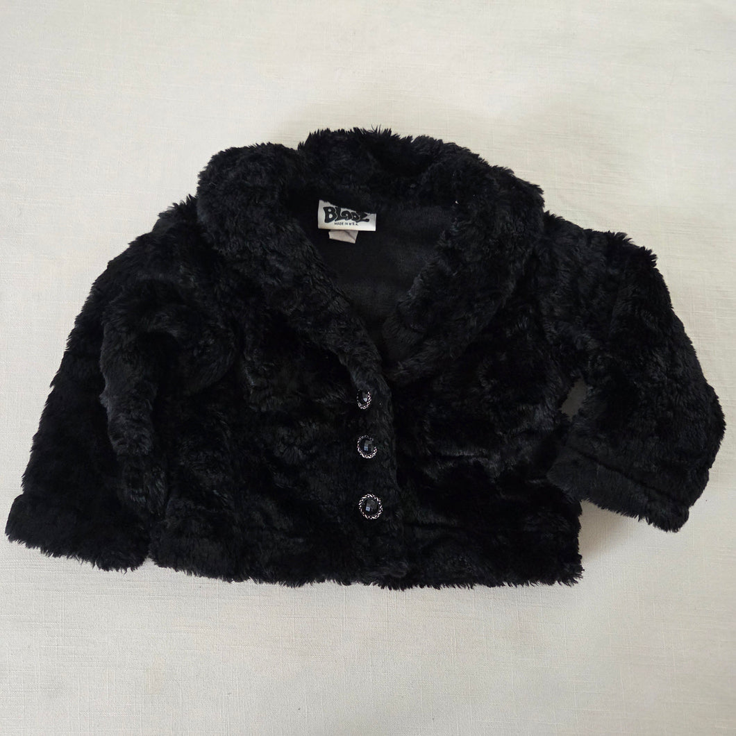 Vintage Black Faux Fur Coat 3t