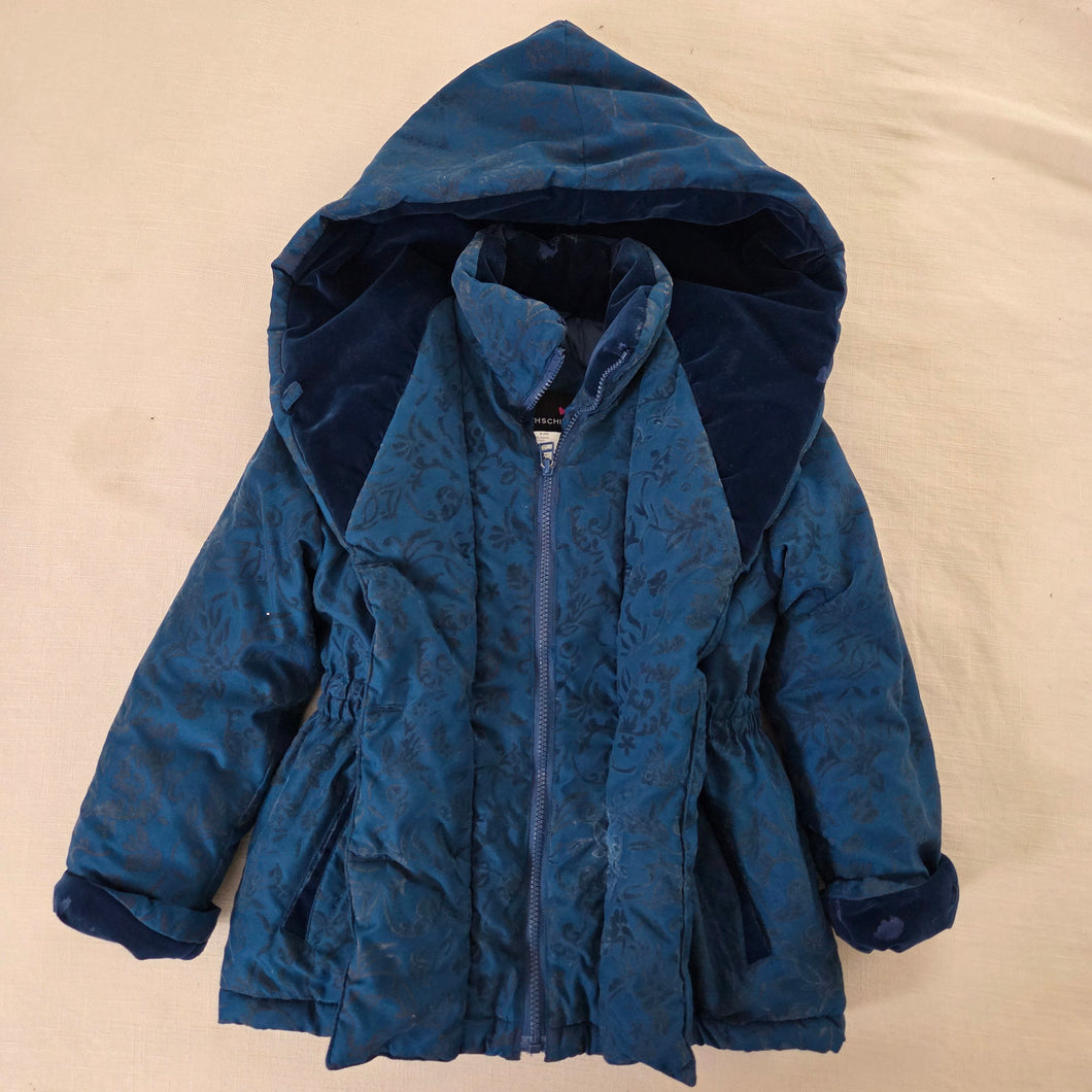 Vintage Blue Floral Hooded Coat 5t/6