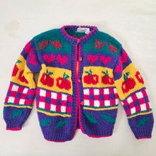 Load image into Gallery viewer, Vintage Fun Pattern Chunky Knit Cardigan kids 7/8
