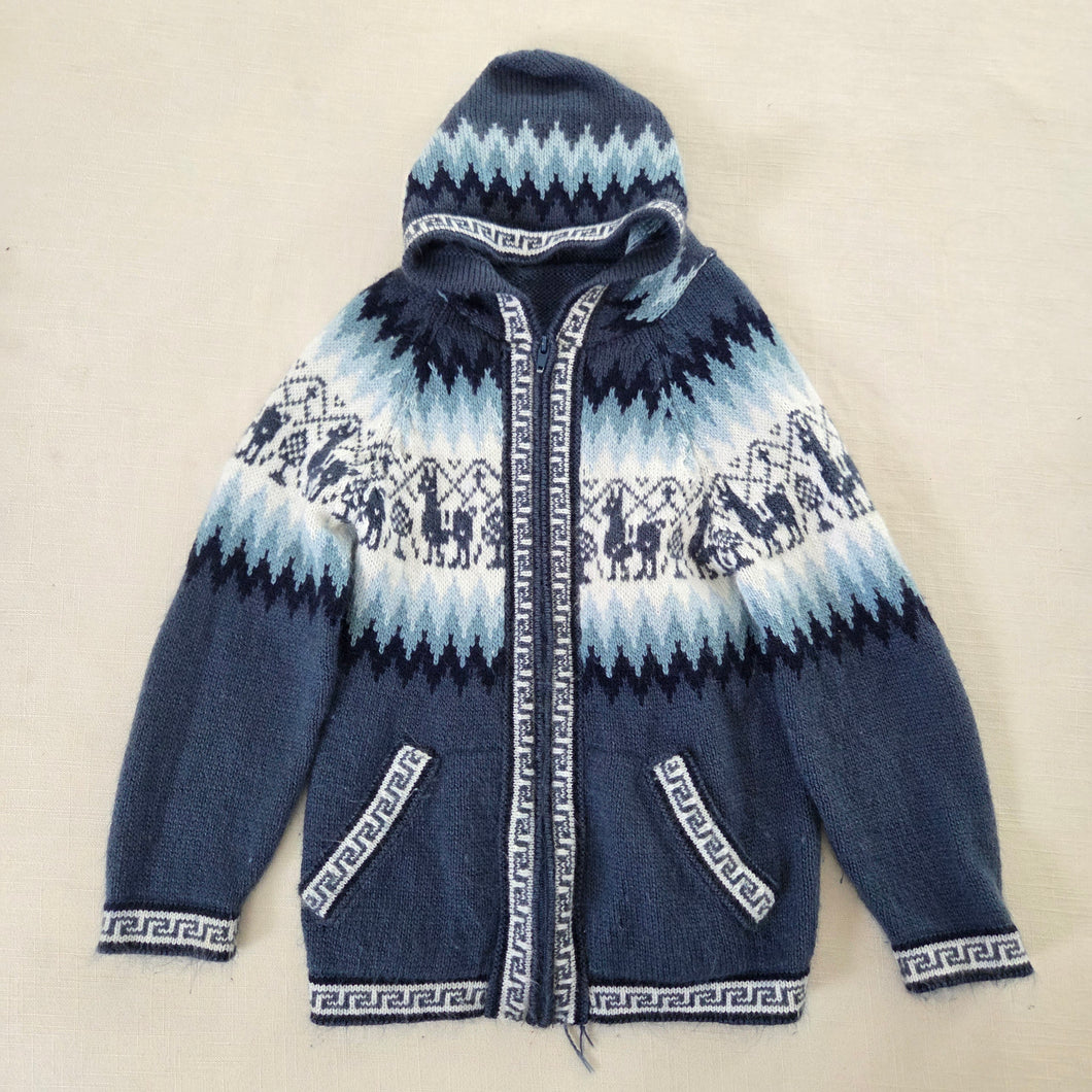 Alpaca Wool Blue Hoodie Sweater kids 6
