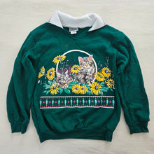 Load image into Gallery viewer, Vintage 90s Basic Editions Sweatshirt Green Kitty 7/8
