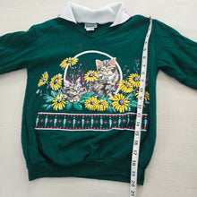 Load image into Gallery viewer, Vintage 90s Basic Editions Sweatshirt Green Kitty 7/8
