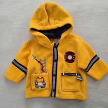 Load image into Gallery viewer, Vintage Y2K Fire Rescue Yellow Hooded Fleece 3/6m
