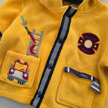 Load image into Gallery viewer, Vintage Y2K Fire Rescue Yellow Hooded Fleece 3/6m
