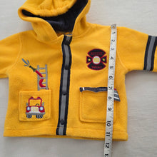 Load image into Gallery viewer, Vintage Y2K Fire Rescue Yellow Hooded Fleece 3/6m
