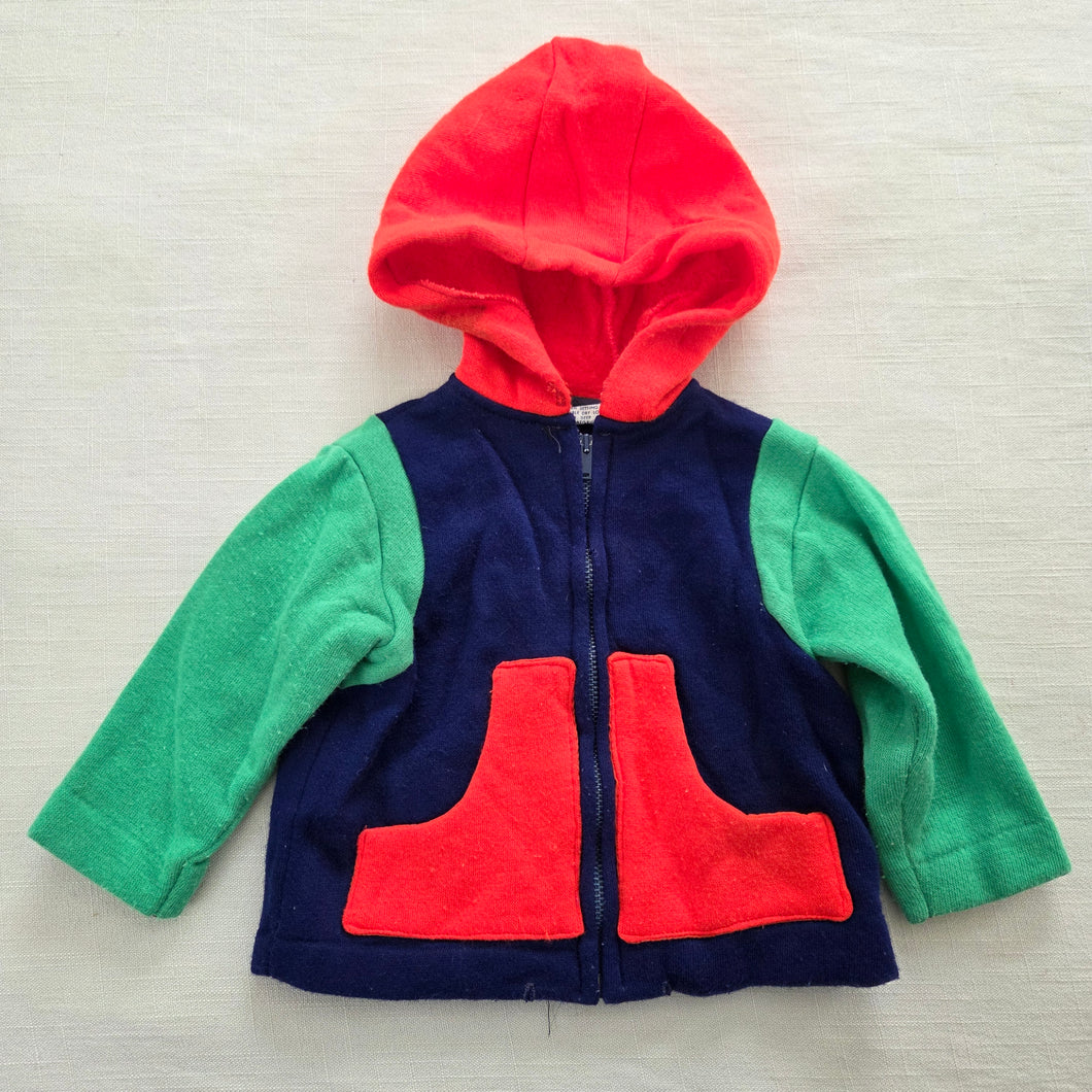 Vintage 60s Heir Craft Colorblock Fleece Zip Baby 6-9