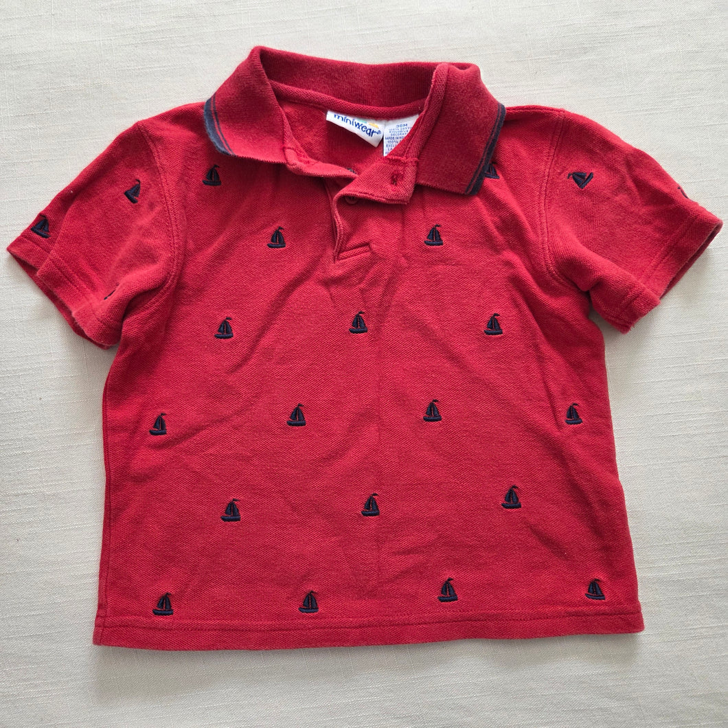 Vintage Sailboat Embroidered Polo Shirt 2t/3t