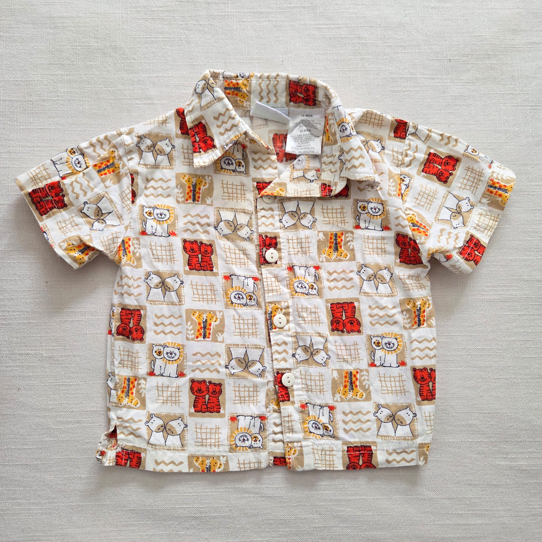 Vintage Safari Animals Pattern Shirt 12 months