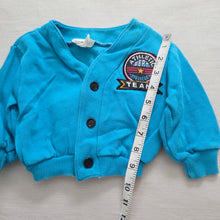 Load image into Gallery viewer, Vintage &quot;Athletic Team&quot; Blue Cardigan 6-9 months
