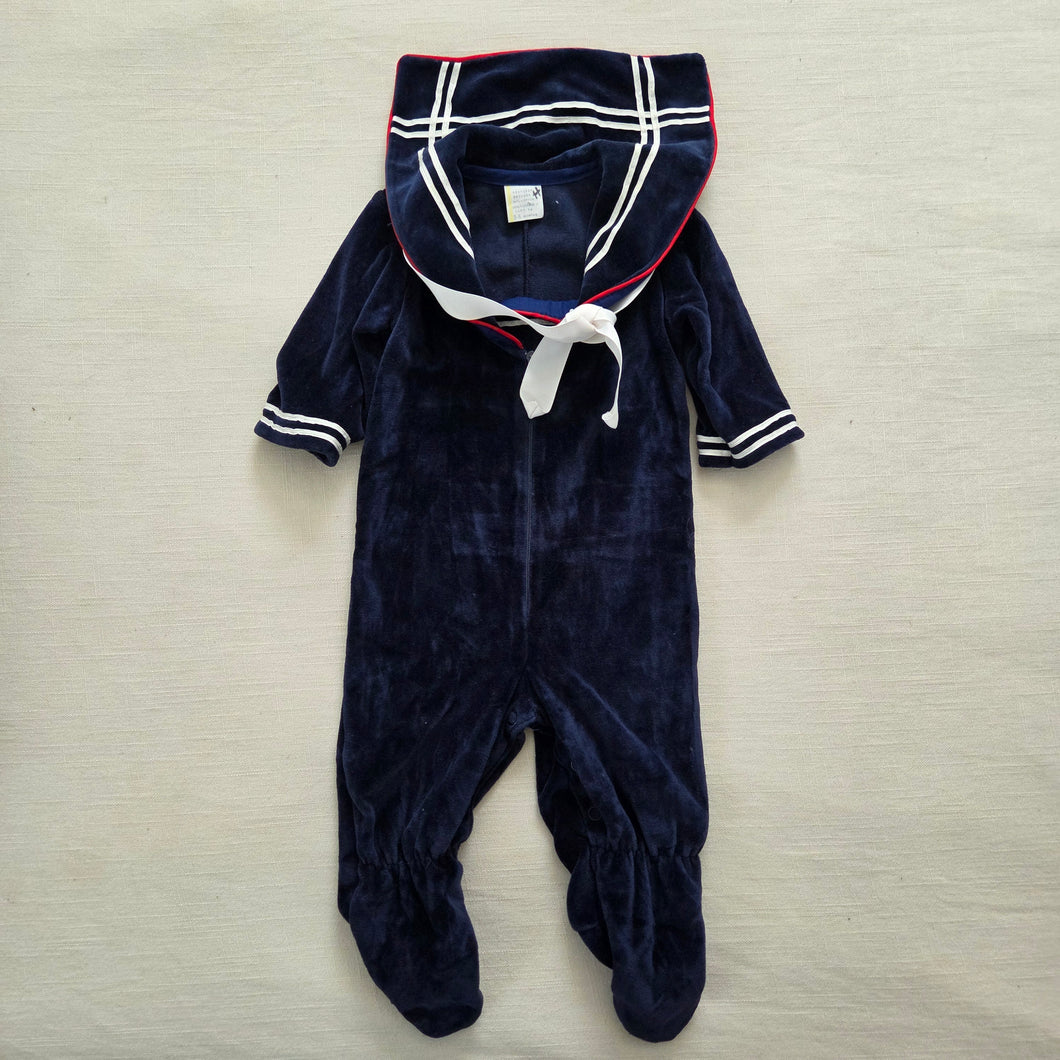 Vintage Sailor Velour Footed Outfit 3-6 months