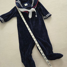 Load image into Gallery viewer, Vintage Sailor Velour Footed Outfit 3-6 months

