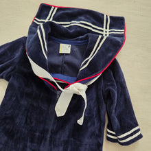 Load image into Gallery viewer, Vintage Sailor Velour Footed Outfit 3-6 months
