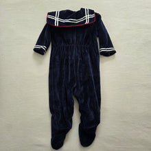 Load image into Gallery viewer, Vintage Sailor Velour Footed Outfit 3-6 months
