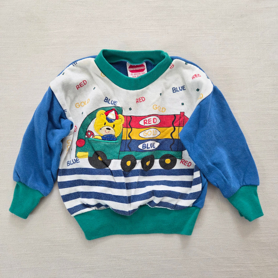 Vintage Bear Crayons Truck Sweater 6-9 months