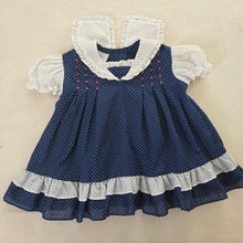 Load image into Gallery viewer, Vintage Polly Flinders Dotted Navy Dress 6-12 months
