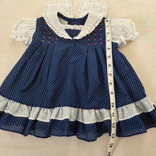 Load image into Gallery viewer, Vintage Polly Flinders Dotted Navy Dress 6-12 months
