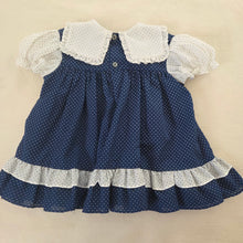 Load image into Gallery viewer, Vintage Polly Flinders Dotted Navy Dress 6-12 months
